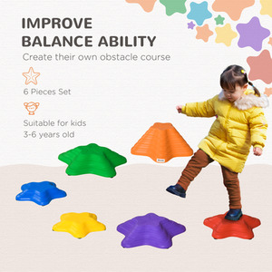 Outsunny Kids Balance Stepping Stones Non-slip Obstacle Course - Multi-coloured / 23L x 23W x 4H cm(small), 33L x 33W x 7.5H cm(medium), 36.5L x 36.5W x 16H cm(big) by Outsunny