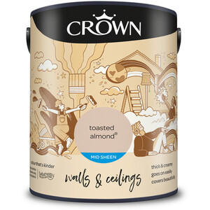 Crown Walls and Ceilings Mid Sheen Emulsion - Toasted Almond / 5l by Crown Paints