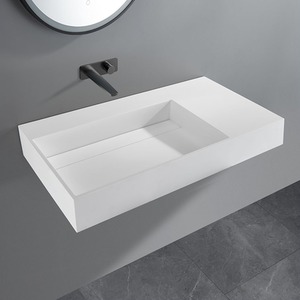 Cantabria Wall Hung Matt Stone Basin - White by Fino Stone
