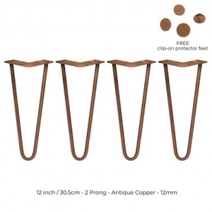 4 x 12cm Hairpin Legs 2 Prong 12mm Antique Copper - Bronze by SKISKI