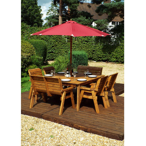 Charles Taylor Eight Seater Bench and Square Table - Burgundy by Charles Taylor