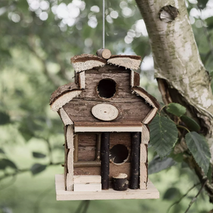 Hanging Wooden Bird House Nesting Box - Brown by Garden Mile