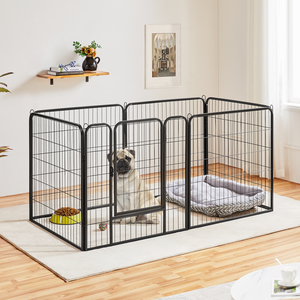 Heavy Duty 6 Panel Dog Playpen Pet Exercise Pen - Black / 80cm by Yaheetech