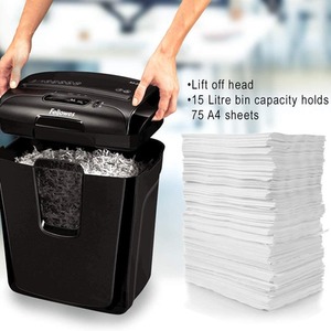 Powershred M-8C 8 Sheet 15L Bin Cross Cut Shredder With Safety Lock - Black by Fellows