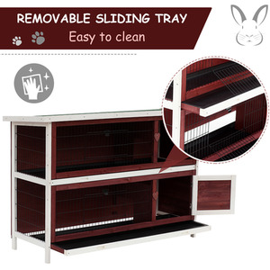 PawHut Two-Tier Elevated Wooden Pet Hutch - Brown by PawHut