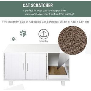 HOMCOM Wooden Cat Litter Box Enclosure House - White by HOMCOM