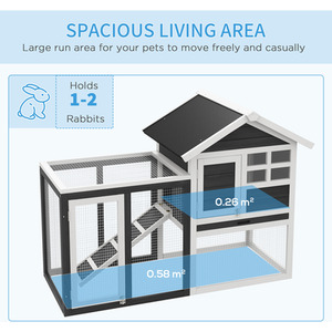 PawHut 122cm Wooden Pet Hutch Small Animal Cage - Grey by PawHut