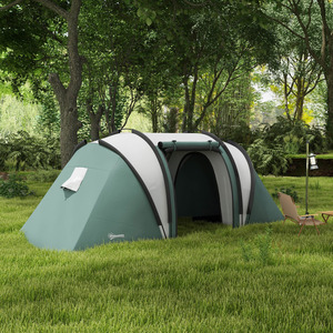 Outsunny 2 Room Tent with Living Area and Awning, 3000mm Waterproof - Green by Outsunny