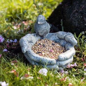Open Hands Bird Feeder - Grey by Garden Mile