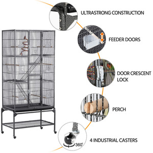 Extra Large Bird Cage with Detachable Stand - Black by Yaheetech