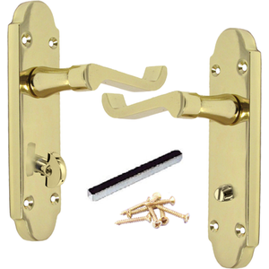 Epsom Door Handle Bathroom Lock Victorian Scroll Lever - Polished Brass - Brass by Betley Butterfly