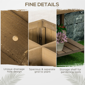 Outsunny Wooden Herb Planter Raised Bed Container - Brown by Outsunny