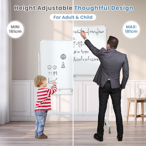 Mobile Whiteboard with Grid Patter Board - White by Costway