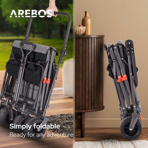 Folding Handcart with Roof, Luxury Handcart - Black by Arebos