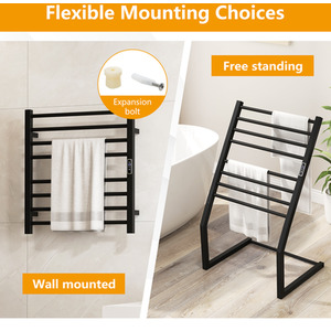 2-in-1 Towel Warmer Rack - Black by Costway