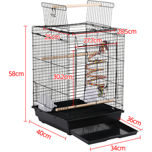 Travel Bird Cage with Open Play Top - Black by Yaheetech