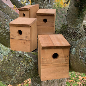 Multi-Hole Wild Bird Classic Nest Birdhouse Boxes - Brown / 4 by Selections