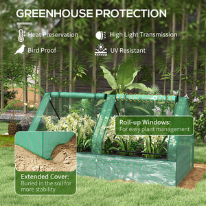 Outsunny Raised Garden Bed Planter Box with Greenhouse, Green and Dark Grey - Green by Outsunny