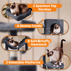 Large Cat Tree with Scratching Posts - Dark Grey by Yaheetech