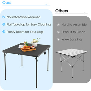 Folding Camping Picnic Table - Grey by Costway