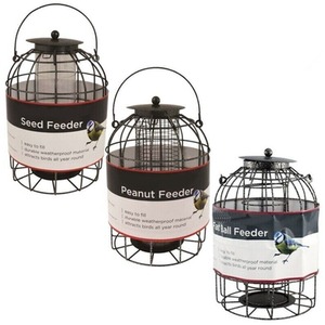 Squirrel Proof Bird Feeders Set of 3 - Grey/Black by Garden Mile