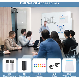 Mobile Whiteboard with Grid Patter Board - White by Costway