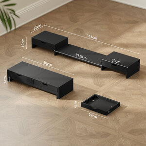 HOMCOM Adjustable Dual Monitor Stand Riser with Drawer - Black by HOMCOM