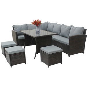 BIRCHTREE Rattan Garden Furniture Patio Set - Brown by BIRCHTREE