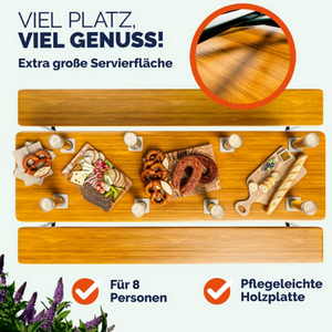 Beer Table Bench Set Foldable Wood - brown