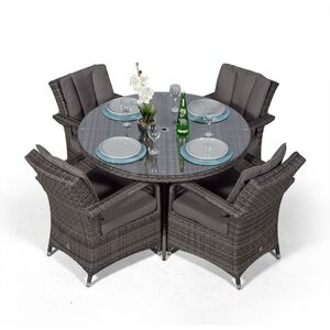 Arizona Round Rattan Patio Dining Set - Grey / 9 by Giardino