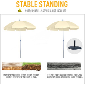 Outsunny Outsunny Beach Umbrella Parasol - Cream white by Outsunny