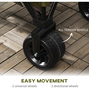 Outsunny Folding Garden Trolley on Wheels Camping Trolley - Green by Outsunny