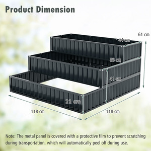 3-Tier Raised Garden Bed Planter Box - Black by Costway
