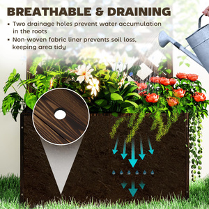 Outsunny Wooden Raised Garden Planter Box with Trellis - Carbonised finish by Outsunny