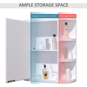 Wall Mount Mirror Cabinet Storage Bathroom Cupboard with Shelves - White by HOMCOM