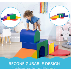 HOMCOM 7-piece Kids Soft Play Set, Climb and Crawl Foam - Multicoloured by HOMCOM