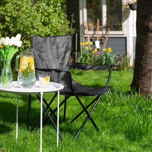 Folding Canvas Camping Chair - Matt Black - Black by Harbour Housewares