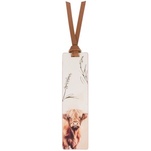 Highland Cow Bookmark with Ribbon - Cream