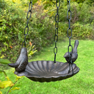 Hanging Cast Iron Garden Bird Bath - Brown / 1 by Selections