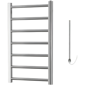 Alpine Electric Heated Towel Rail, Prefilled, Chrome - Chrome / 80cm by SolAire Heating Products