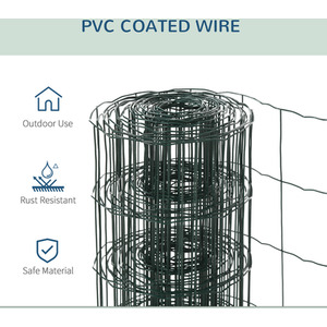 PawHut Pet Wire Mesh, Foldable PVC Coated Welded Garden Fence - Green by PawHut
