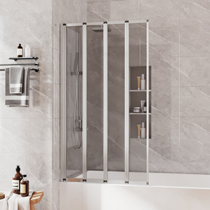 Foldable Grey Glass Shower Screen - Grey / 79 - 80 cm by komore