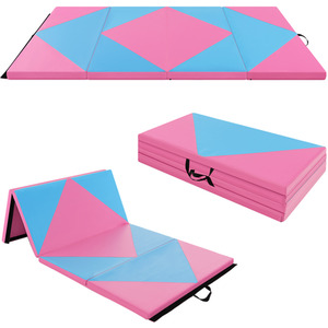 Folding Gymnastics Mat Tumbling Mat - Pink by Costway
