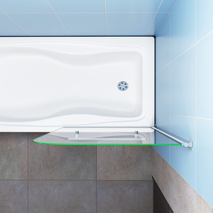 Pivot Bath Shower Screen With Towel Rail - Clear by AicaBathroom