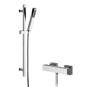 Ripple Square Bar Valve Slide Rail Shower Kit Chrome Balterley - Chrome by Balterley
