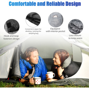 Costway Camping Sleeping Bag Double Sleeping Bag - Black + Gray by Costway