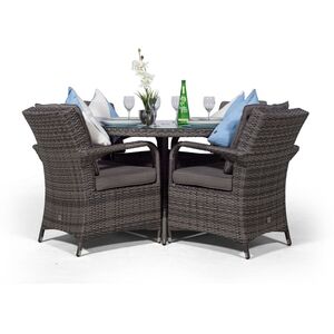 Arizona Round Rattan Patio Dining Set - Grey / 9 by Giardino