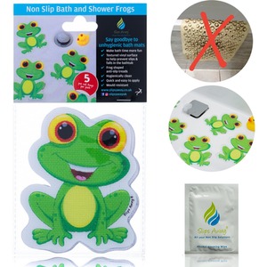 Products Anti Slip Kids Bath Stickers - Smiley Frog (5x Pack ) - Green by Slips Away