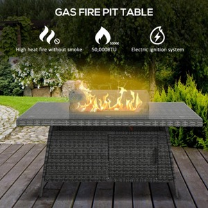 7 Piece Fire Pit Table Rattan Set - Grey by Chilli Seating