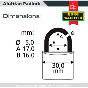 Pack of 2 Alutitan Aluminium Padlocks - Silver / 30mm by Burg-Wachter